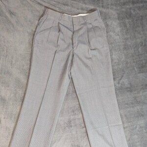 Town Craft 34x34 Dress Pants Gray Worsted Wool Blend Pleated (made in USA)